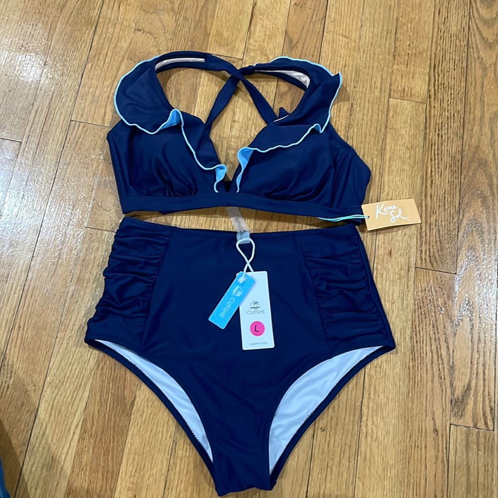 New swim suit Kona Sol blue top and Cupshe bottom
